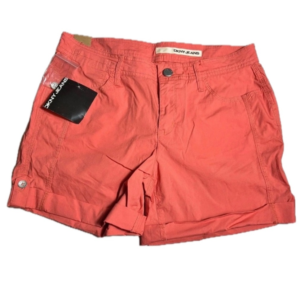 DKNY Women’s Cargo Utility Style Cuffed Shorts in Coral. NWT Size 8!